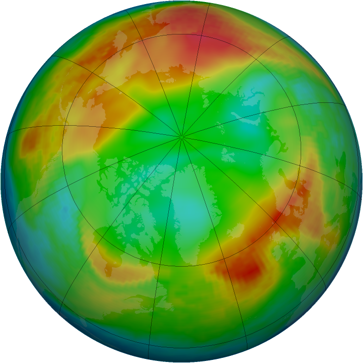 Arctic ozone map for 01 January 1986